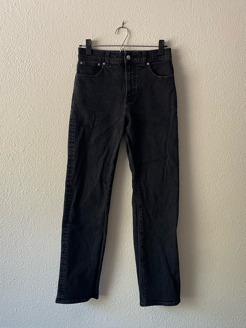 Madewell The Longline Straight Jeans Womens 26 Black High Rise Denim 28 Inseam